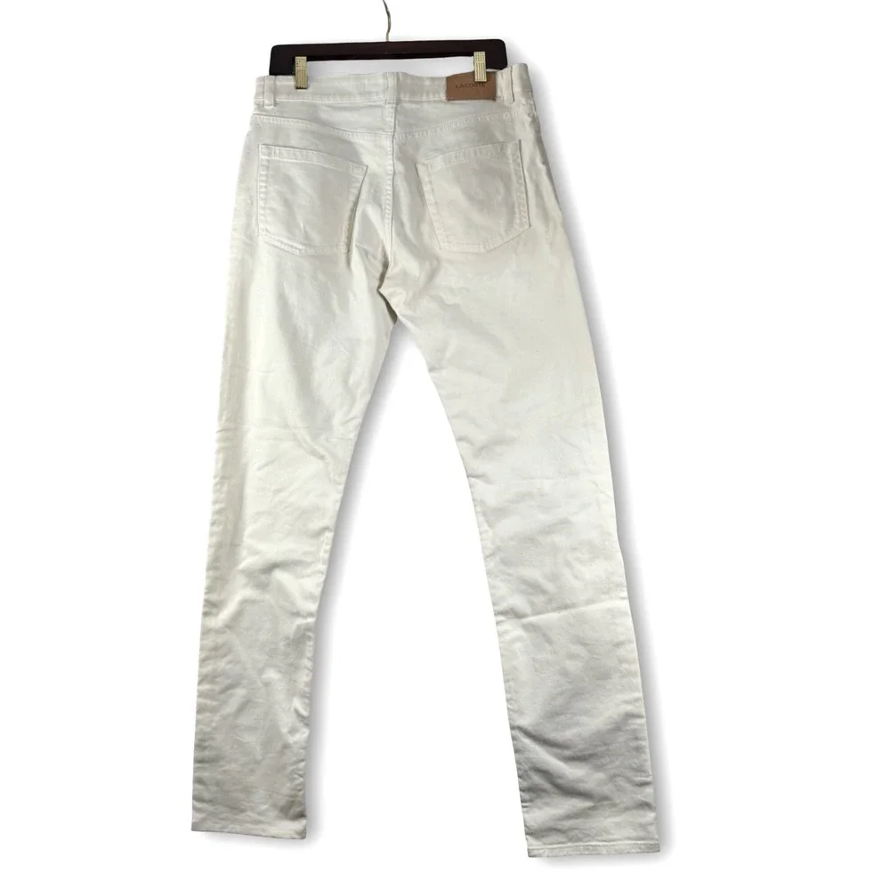 New Lacost Mens Off White Farine Denim Jeans Slim Fit Pants Sz 33